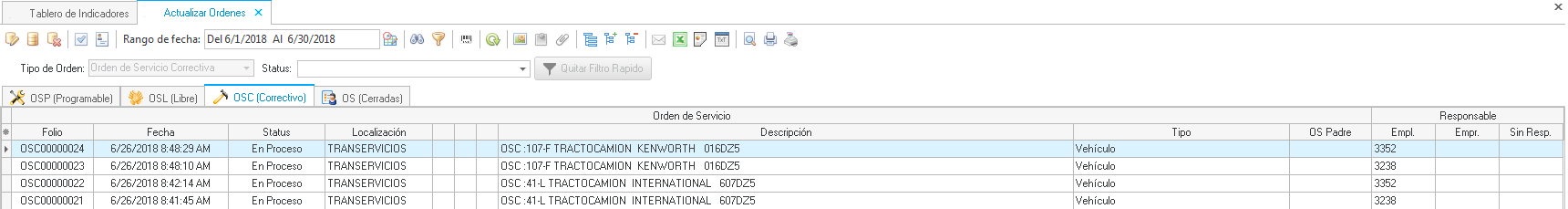 orden de servicio con responsable