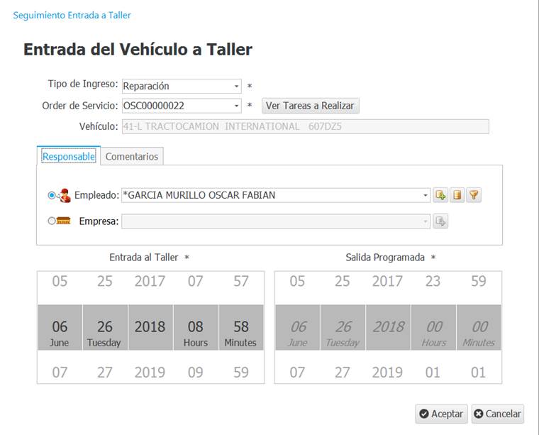 Cambiar de orden de servicio